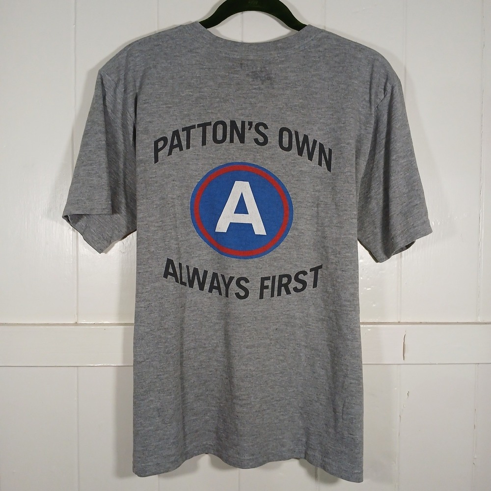 Vintage US Army Central Pattons Own Always First T-Shirt Gray Mens Medium Soffe